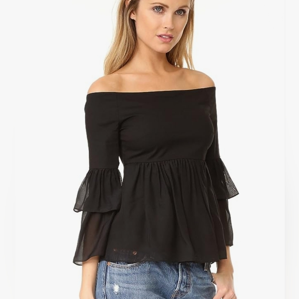 In mystery bundle NWT RACHEL ZOE 🤩layered cold shoulder chiffon top -layered - Picture 4 of 14